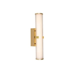 Searchlight Clamp Wall Light Gold Metal Ribbed Clear & Opal Diffuser