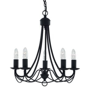 Searchlight Maypole 5Lt Pendant Black Metal