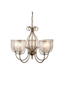 Searchlight Silhouette 5Lt Pendant Antique Brass Metal & Seeded Glass