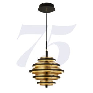 Searchlight Hive 5Lt Pendant Black Metal & Gold Leaf
