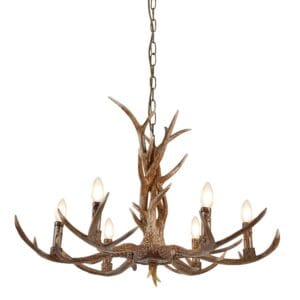 Searchlight Stag 6Lt Pendant Brown Resin