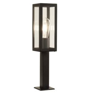 Searchlight Box Outdoor Post Black Metal & Clear Glass