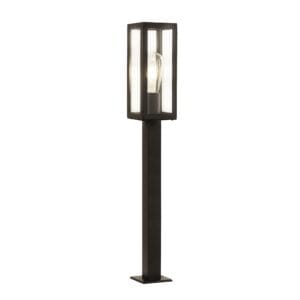 Searchlight Box Outdoor Post Black Metal & Clear Glass