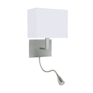Searchlight Hotel Wall Light with LED Reading Light Satin Silver Metal