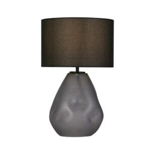 Searchlight Devon 1Lt Table Lamp Black Punched Glass with Black Linen