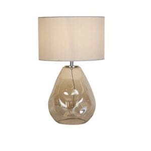 Searchlight Devon 1Lt Table Lamp Champagne Punched Glass with Off White