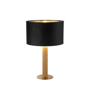 Searchlight London Table Lamp Knurled Brass & Black Velvet Shade