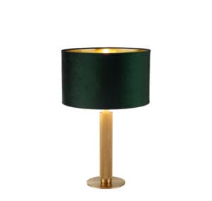 Searchlight London Table Lamp Knurled Brass & Green Velvet Shade