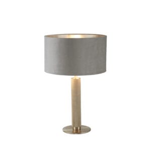 Searchlight London Table Lamp Knurled Satin Silver & Grey Velvet Shade