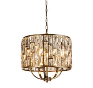 Searchlight Bijou 5Lt Pendant Antique Brass Metal & Champagne Glass