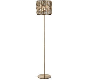Searchlight Bijou Floor Lamp Antique Brass Metal & Champagne Glass