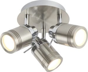 Searchlight Samson 3Lt Round Spotlight Satin Silver Metal