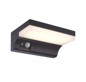 Searchlight Solar Outdoor Wall Light Black Metal & White Polycarbonate