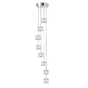 Searchlight Ice Cube 8Lt MultiDrop Pendant Chrome Metal & Glass