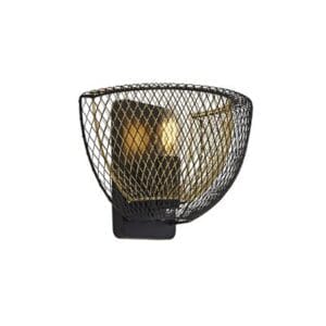 Searchlight Honeycomb Wall Light Black Metal & Gold Mesh