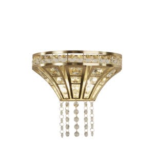 Searchlight Gemma 2Lt Wall Light Satin Brass & Clear Crystal