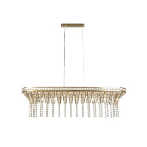 Searchlight Gemma 8Lt Bar Pendant Satin Brass & Clear Crystal