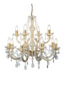 Searchlight Marie Therese 12Lt ChandelierPolished Brass & Clear Acrylic