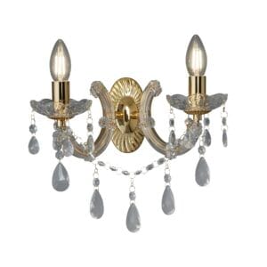 Searchlight Marie Therese 2Lt Wall LightPolished Brass & Clear Acrylic