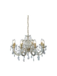 Searchlight Marie Therese 8Lt Pendant Polished Brass & Clear Acrylic