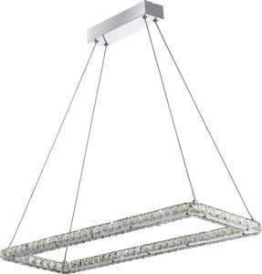 Searchlight Clover Rectangular Pendant Chrome & Clear Glass