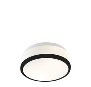 Searchlight Cheese 2Lt Flush Black Metal & White Glass