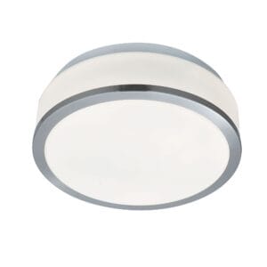 Searchlight Cheese 2Lt Flush Satin Silver Metal & White Glass