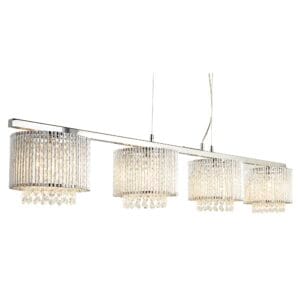 Searchlight Elise II 4Lt Bar Pendant Chrome Metal & Clear Crystal