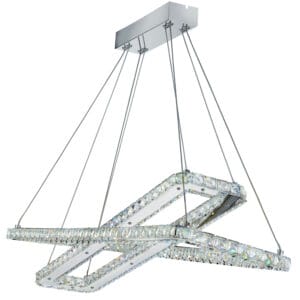 Searchlight Clover 2Lt LED Pendant Chrome & Clear Glass