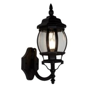 Searchlight Bel Aire Outdoor Wall Light Black Metal & Clear Glass