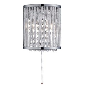 Searchlight Elise 2Lt Wall Light Chrome Metal & Crystal