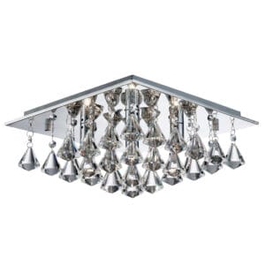 Searchlight Hanna 4Lt Flush Chrome & Clear Crystal Drops