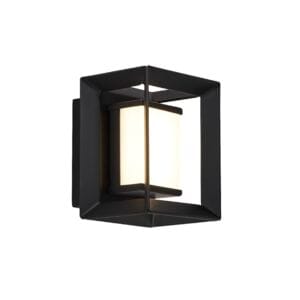 Searchlight Chaplin Wall Light Black Metal & Opal Acrylic