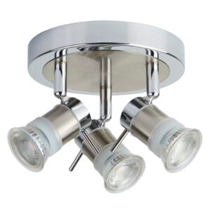 Searchlight Aries 3Lt LED Round Spotlight Chrome Satin Silver IP44