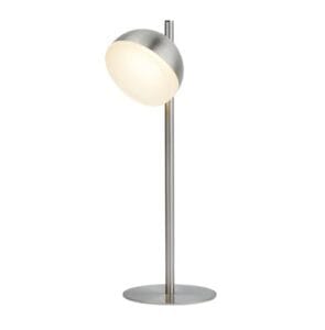 Searchlight Tully Table Lamp Satin Silver Metal & Frosted Shade