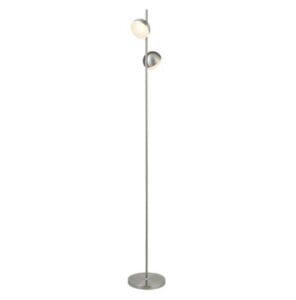 Searchlight Tully Floor Lamp Satin Silver Metal & Frosted Shade