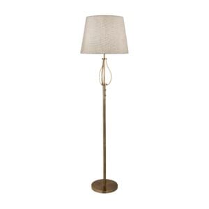 Searchlight Vegas Floor Light Antique Brass Metal & Cream Hessian Shade