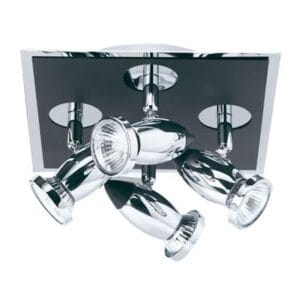 Searchlight Comet 4Lt Square Spotlight Matt Black & Polished Chrome