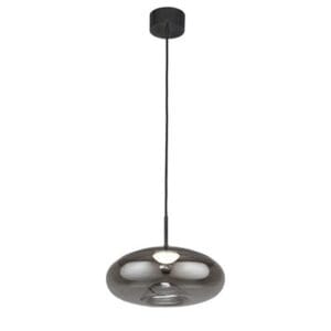 Searchlight Lisbon Pendant Black Metal & Smoked Glass