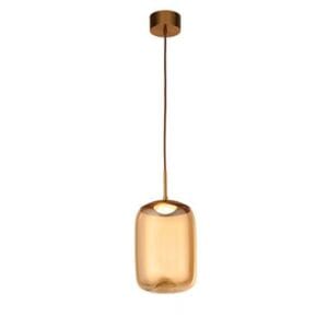Searchlight Lisbon Pendant Satin Brass & Amber Glass