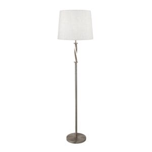 Searchlight Vegas Floor Lamp Satin Silver Metal & Ivory Hessian Shade