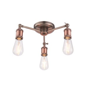 Endon Hal 3lt Semi flush pewter & copper Dimmable