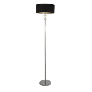 Searchlight Ontario Floor Lamp Chrome Metal & Black Fabric Shade#