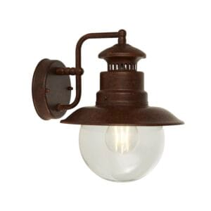 Searchlight Station Outdoor Wall Light Rustic Brown Metal & Glass