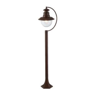 Searchlight Station Outdoor Post Brown Metal & Clear Glass
