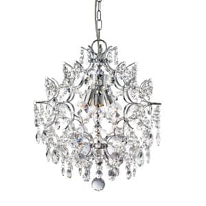 Searchlight Harrietta 3Lt Pendant Chrome Metal & Clear Crystal