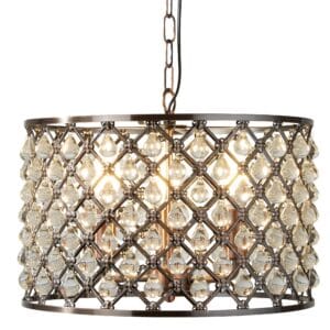 Searchlight Marquise 3Lt Drum Pendant Antique Copper Metal & Glass