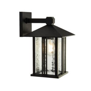 Searchlight Venice Outdoor Wall Light  Black & Water Glass IP44
