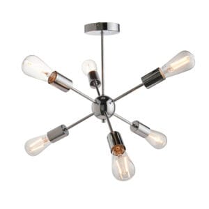Endon Rubens 6lt Semi flush Chrome Dimmable