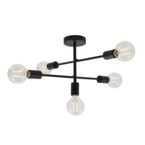 Endon Studio 5lt Semi flush Matt Black Dimmable